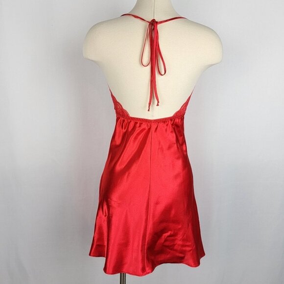 Vintage Fredericks Hollywood Womens Babydoll Slip Dress Small Red Satin Coquette - Picture 7 of 15